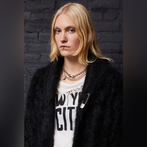 R13 Shawled Cashmere Distressed Edge Cardigan - Black. $1995 - Picture 8 of 16